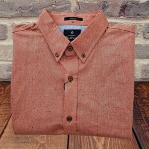 BEN SHERMAN MEN'S SHORT SLEEVE STRETCH CASUAL DRESS SHIRT - SIZE LARGE